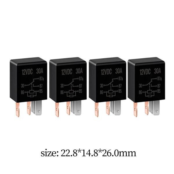 4個パック カーリレー 5ピン 12V 30A 車両修理部品 耐久性 多目的