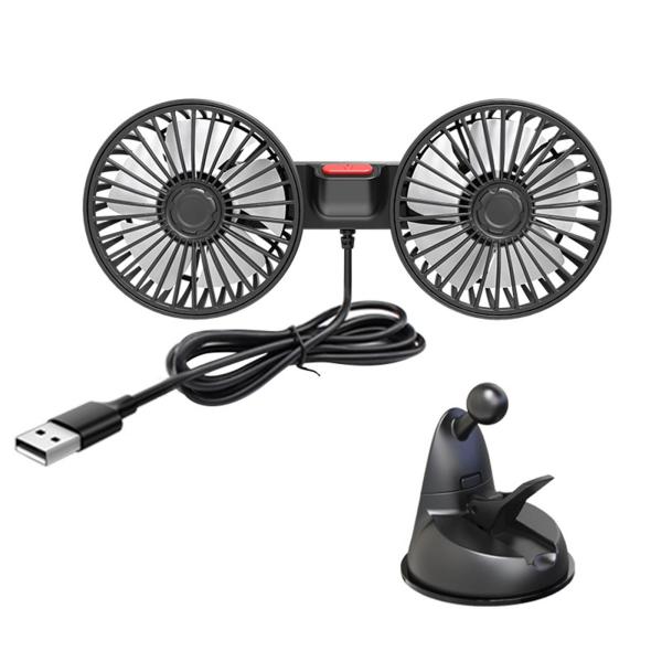 車の電動ファンポータブル車両ファン風規制デスクファンマウントデュアルヘッドエアクーラーカーアクセサリーダッシュボードホームRVセダン用
