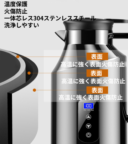 電気ポット小型保温 車用電気ケトル 加熱保温ポトル カーポット 車湯沸かし 12V/24V