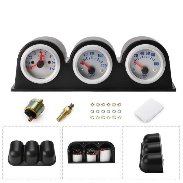 自動車レトロフィット計器カーアクセサリー、3 イン 1、安定したパフォーマンスのための黒の計器クラスター直接交換
