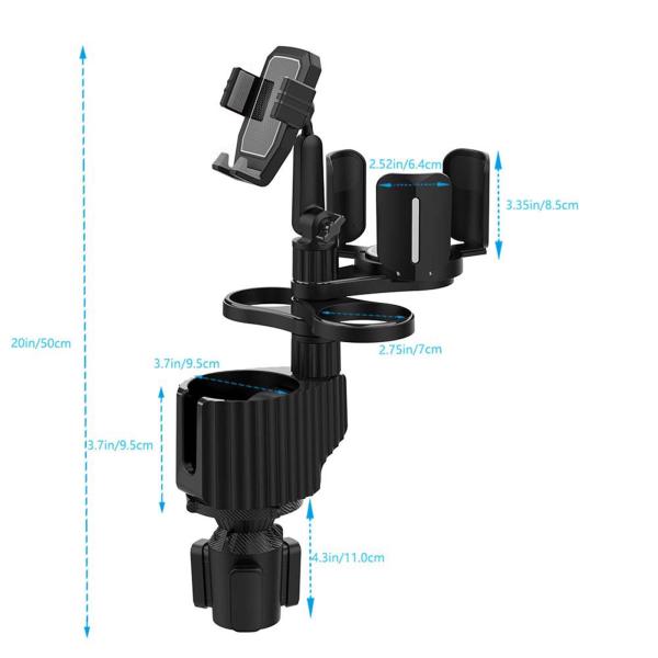 汎用車用カップホルダー拡張アダプター コーヒーカップ マグカップ用 調節可能 グレー
