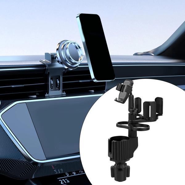 汎用車用カップホルダー拡張アダプター コーヒーカップ マグカップ用 調節可能 グレー