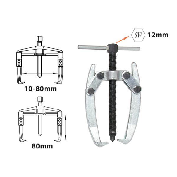 2つのジョー 10〜80mm ベアリングプーラー 鍛造ジョーギアプーラー調整可能なクランプ