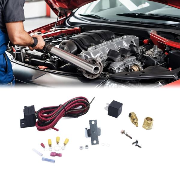 電動冷却ファンサーモスタットキット 60 アンペアリレーキット 200 オン 185 オフ 12 V 温度制御 金属電動ファンリレーキット