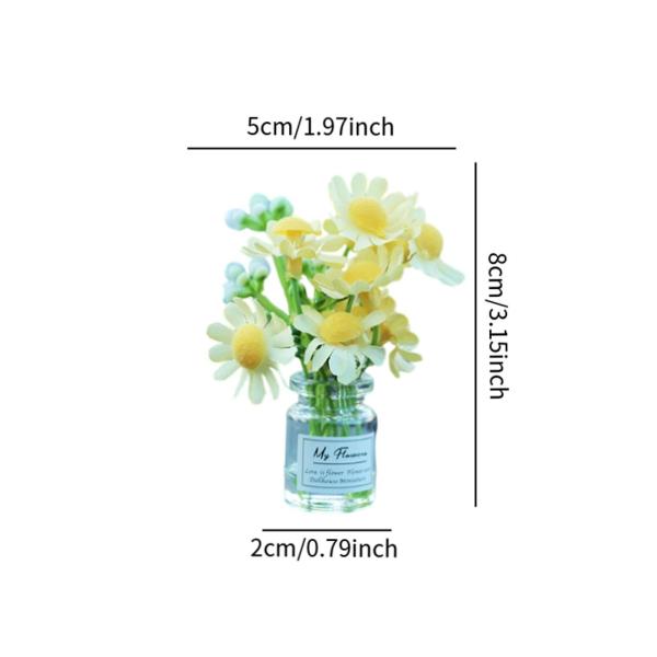 ガラスの花瓶に入ったミニチュアフラワー。かわいいカーアクセサリー。多目的に使える、美しく面白いダッシュ植物装飾。女へのギフトに。