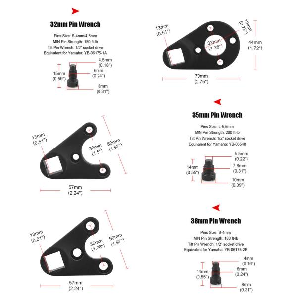 トリム/チルトピンレンチツールセット スパナレンチ 簡単取り付け MT0004 MT0006 0009 船外機用アクセサリー