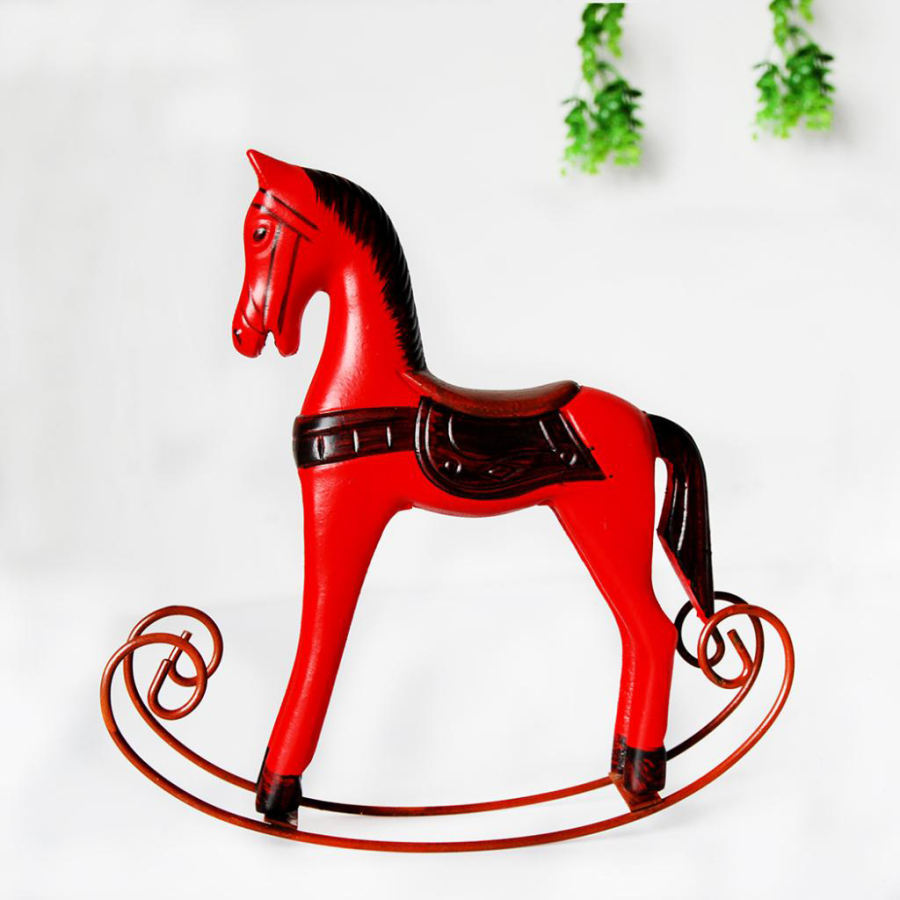 装飾品 馬模型 ロッキングホース 木馬 モデル 木製 室内 置物