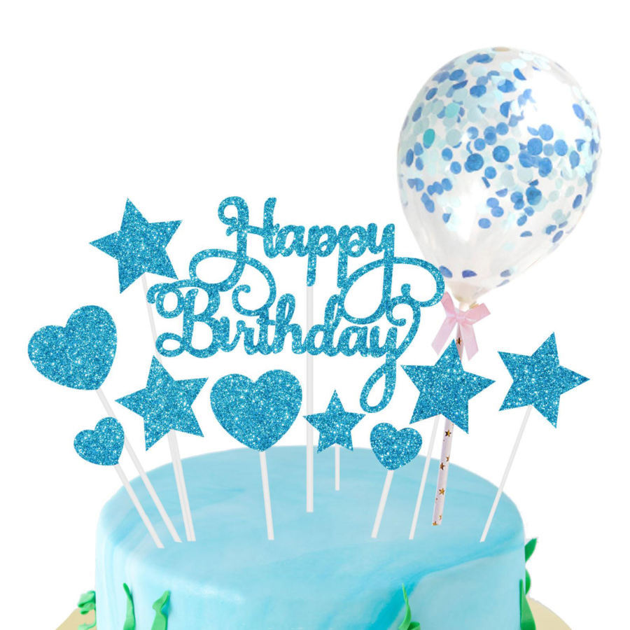 13パックハッピーバースデーケーキトッパー.ストックきらめきの誕生日ケーキトッパーピック誕生日パーティーケーキの装飾