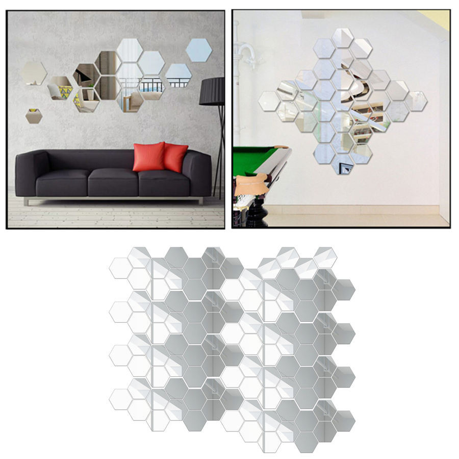 Amazon｜六角形のアクリルミラーDIYウォールステッカー3D