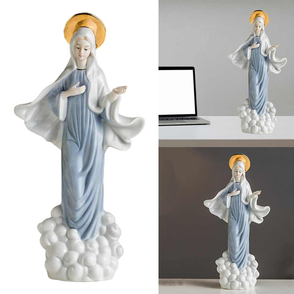 イエスキリスト像彫刻聖母マリア小像置物クリスチャンカトリック聖地オブジェクト現代の家庭のセラミック装飾装飾品教会用品