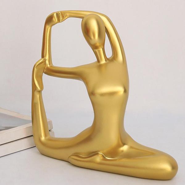 ヨガポーズフィギュアレジン像人間の彫刻ホームオフィスの装飾20x21cm