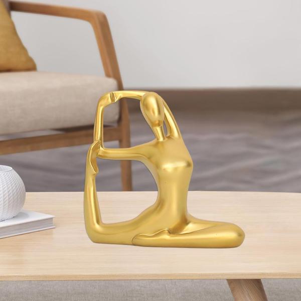 ヨガポーズフィギュアレジン像人間の彫刻ホームオフィスの装飾20x21cm