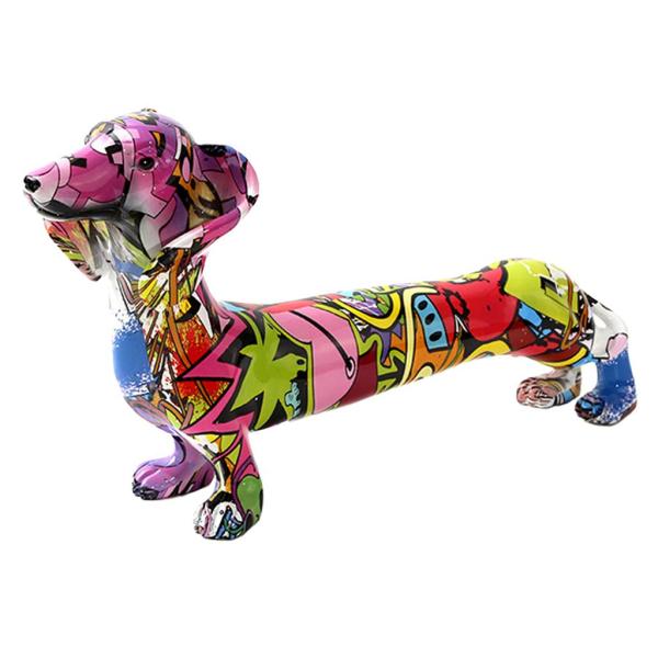 樹脂カラフルな犬の置物落書きダックシュンド像装飾工芸品コレクション