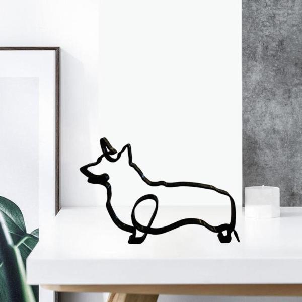 抽象的な猫の犬の置物リアルな動物の彫刻の像11x16x0.5cm