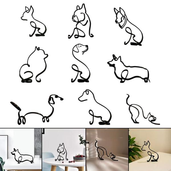抽象的な猫の犬の置物リアルな動物の彫刻の像11x16x0.5cm