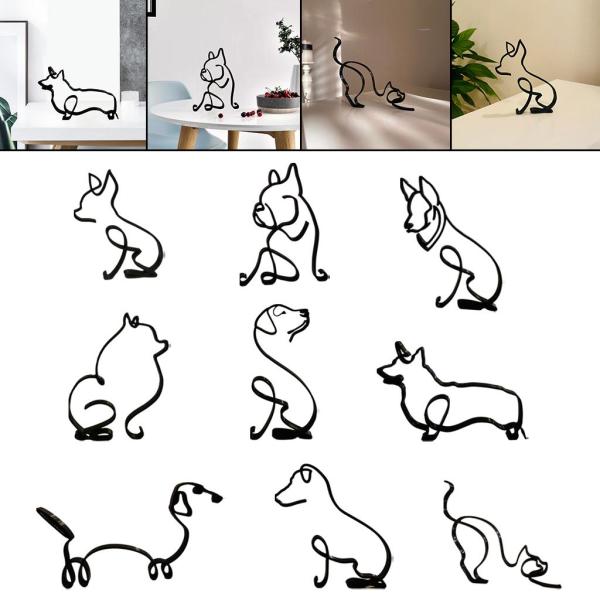 抽象的な猫の犬の置物リアルな動物の彫刻の像11x16x0.5cm