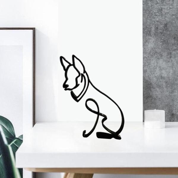抽象的な猫の犬の置物リアルな動物の彫刻の像11x16x0.5cmB