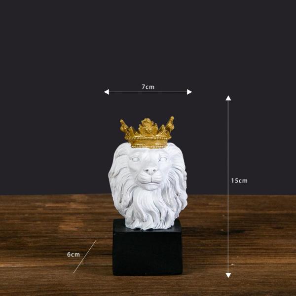 ライオンの頭像の装飾家の彫刻の置物の装飾白7x6x15cm
