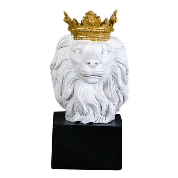 ライオンの頭像の装飾家の彫刻の置物の装飾白7x6x15cm