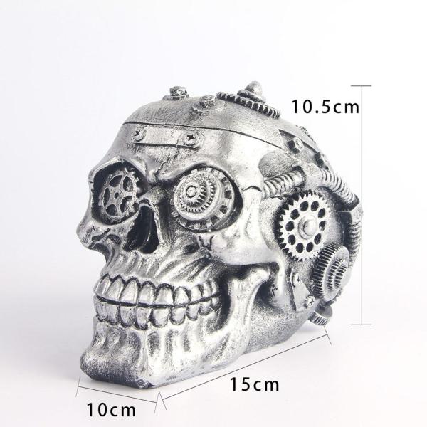 ゴシックレヒューマンスカルスタチューホームメカニカルデススケルトンヘッドリビングデスクトップフィギュアセンターピースアートワーク彫刻本棚の装