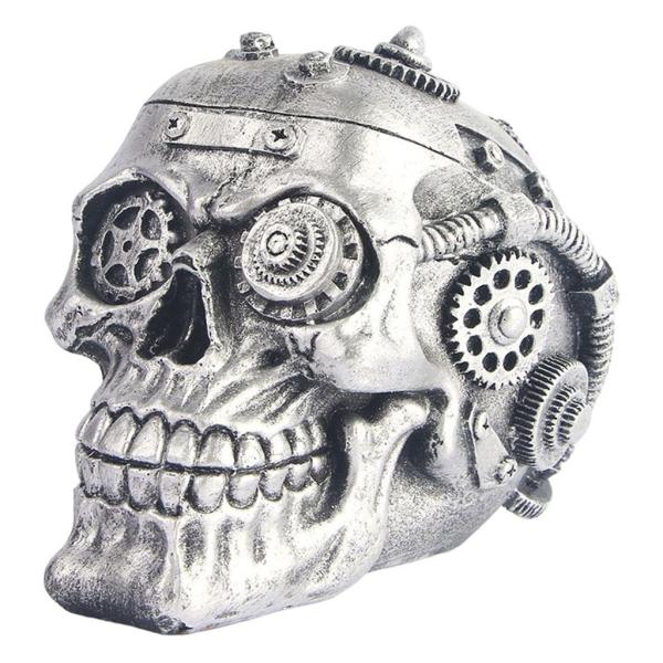 ゴシックレヒューマンスカルスタチューホームメカニカルデススケルトンヘッドリビングデスクトップフィギュアセンターピースアートワーク彫刻本棚の装