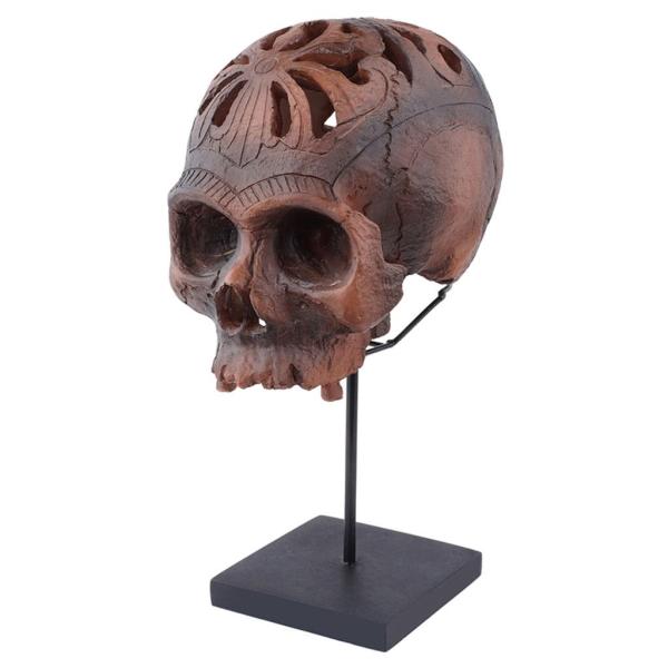 スカルスタチュースケルトンヘッドモデル彫刻ハロウィンデスクトップオーナメントクラフト