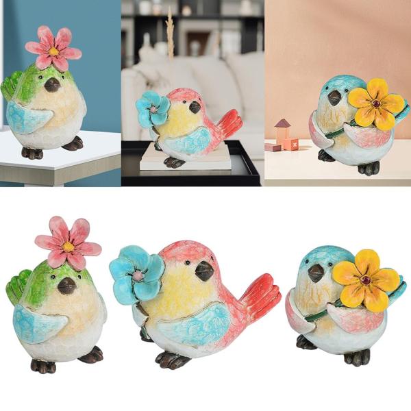 かわいい鳥の形の彫刻動物の装飾置物像卓上赤