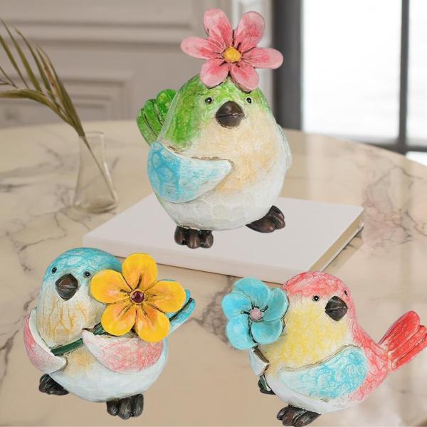 かわいい鳥の形の彫刻動物の装飾置物像卓上赤