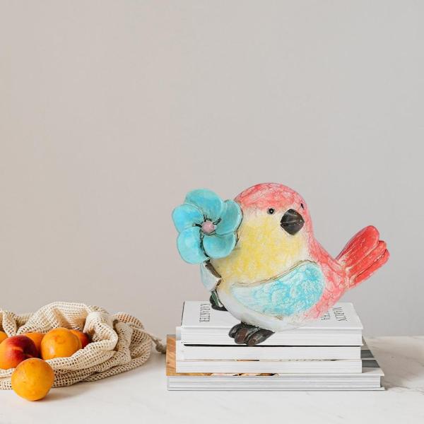 かわいい鳥の形の彫刻動物の装飾置物像卓上ブルー