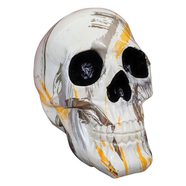 スカルヘッドスケルトンハロウィンスタチュー置物飾り14.5x12.5x17.5ホワイト