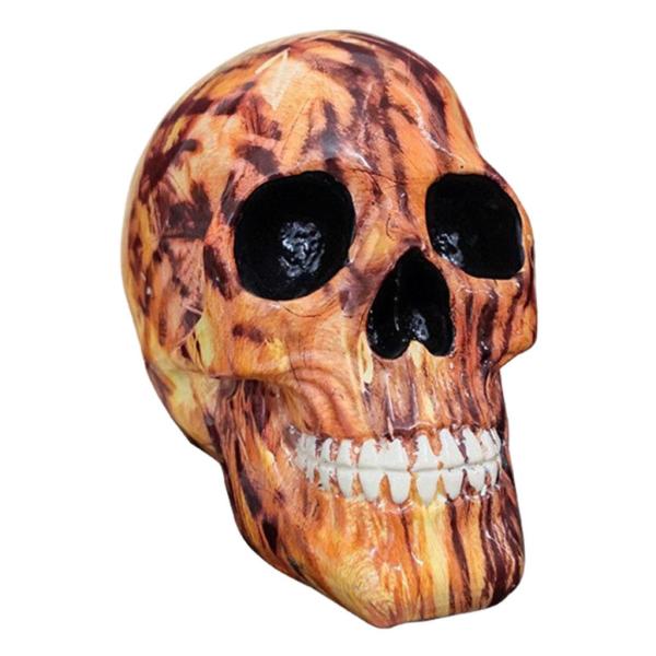 スカルヘッドスケルトンハロウィンスタチュー置物飾り14.5x12.5x17.5イエロー