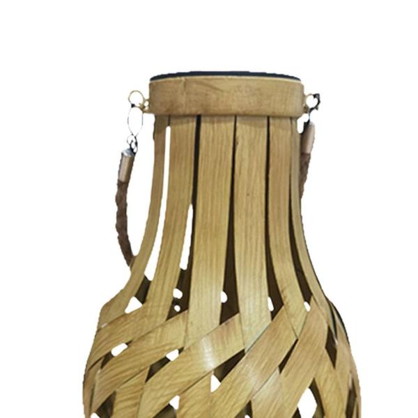 ヴィンテージバンブーランタン手織りハンギングティーライトキャンドルホルダーハンドル付きホームパティオガーデンデスクトップデコレーションポリッ