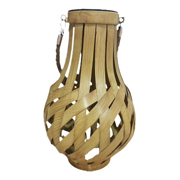ヴィンテージバンブーランタン手織りハンギングティーライトキャンドルホルダーハンドル付きホームパティオガーデンデスクトップデコレーションポリッ