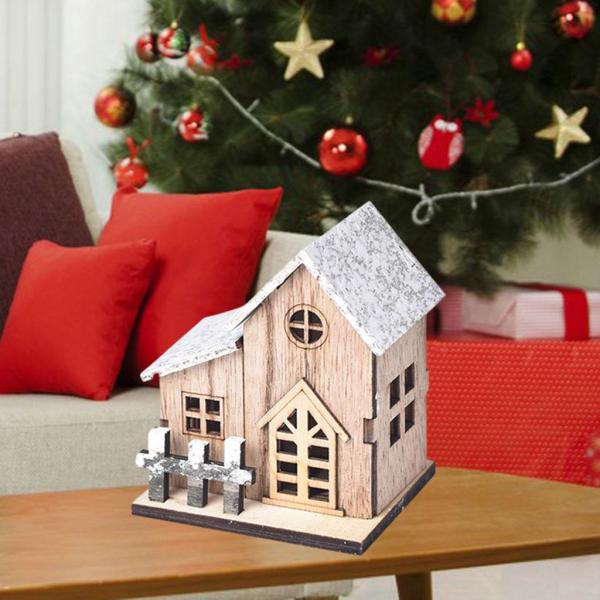 モドレンスタイルのクリスマスビレッジハウスキャビン置物ウォームライトテーブルギフトB
