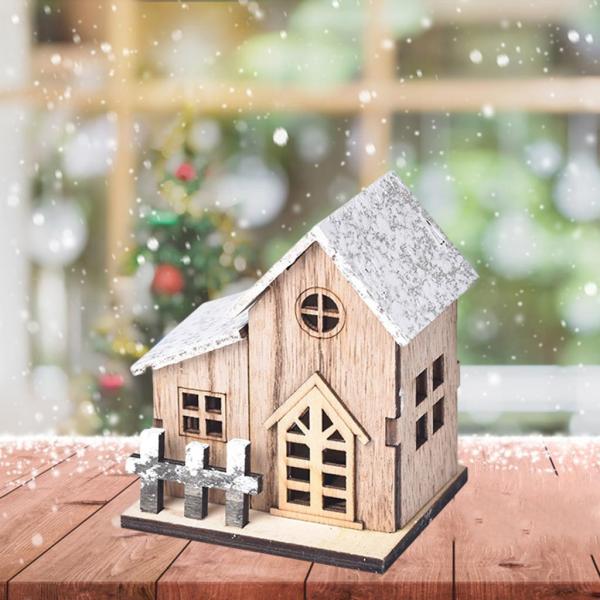 モドレンスタイルのクリスマスビレッジハウスキャビン置物ウォームライトテーブルギフトB