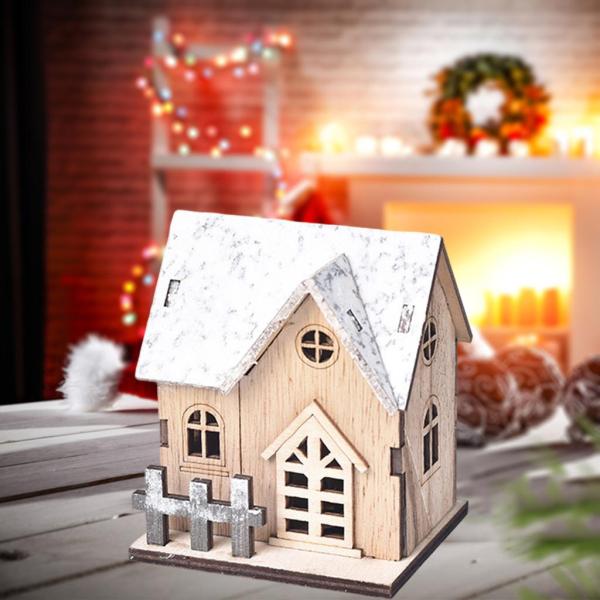 モドレンスタイルのクリスマスビレッジハウスキャビン置物ウォームライトテーブルギフトC