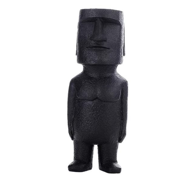 1ピースの古代イースターアイランド像アクセントの装飾モノリスのテーブルの装飾品ブラックc
