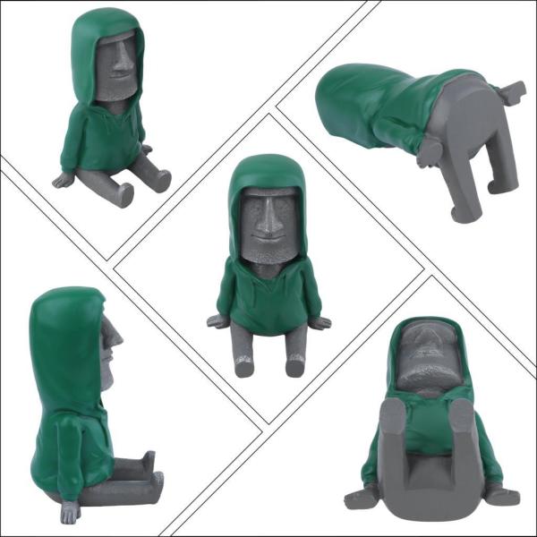 1ピースの古代イースターアイランド像アクセントの装飾モノリスのテーブル飾り灰色d
