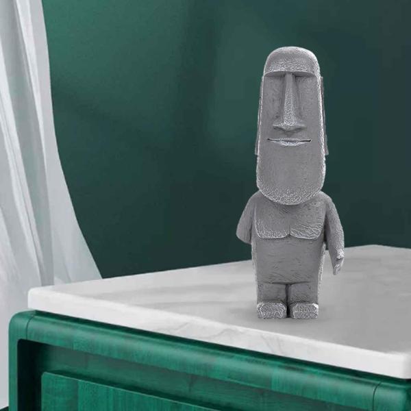 1ピースの古代イースターアイランド像アクセントの装飾モノリスのテーブル飾り灰色d