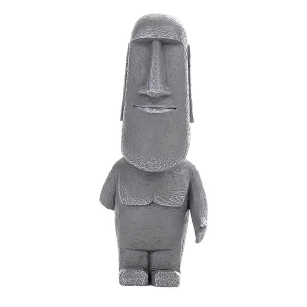 1ピースの古代イースターアイランド像アクセントの装飾モノリスのテーブル飾り灰色d