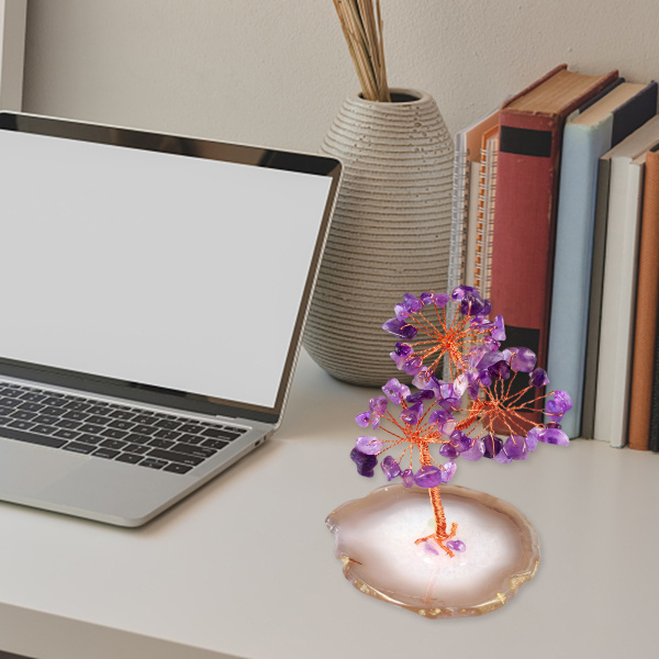 Feng Shui Officeテーブルの装飾紫のための天然宝石の木クォート