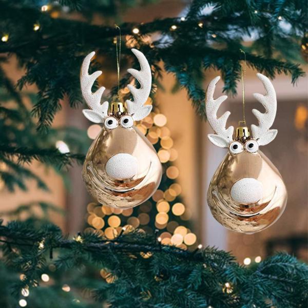 2ピースクリスマスツリーボールかわいいエルクぶら下げホーム飾り装飾エルク1ゴールド