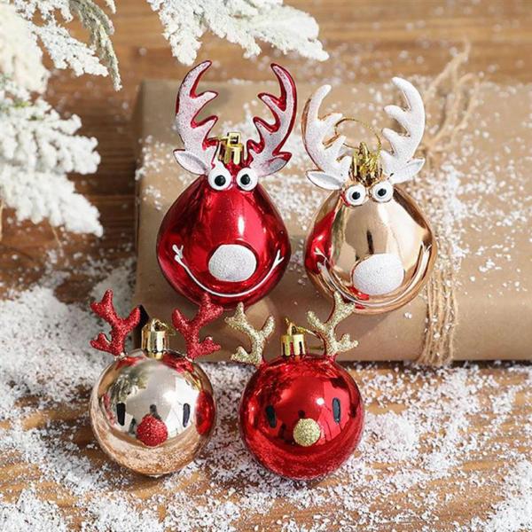 2ピースクリスマスツリーボールかわいいエルクぶら下げホーム飾り装飾エルク1ゴールド
