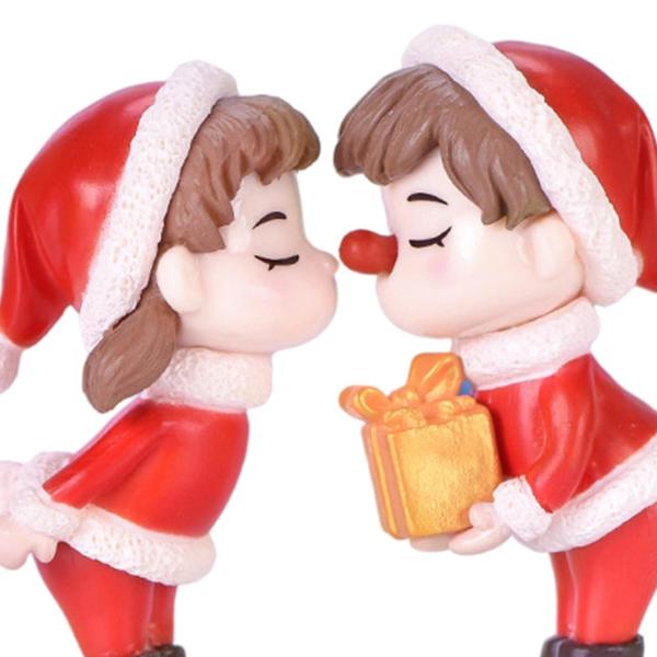 ミニクリスマスカップルフィギュアキャラクターおもちゃ愛好家置物小さなアート飾り盆栽の装飾家の装飾誕生日卓上記念日
