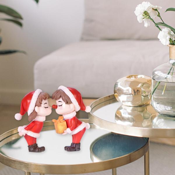 ミニクリスマスカップルフィギュアキャラクターおもちゃ愛好家置物小さなアート飾り盆栽の装飾家の装飾誕生日卓上記念日