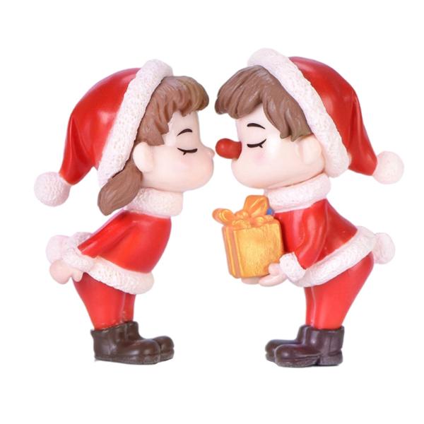ミニクリスマスカップルフィギュアキャラクターおもちゃ愛好家置物小さなアート飾り盆栽の装飾家の装飾誕生日卓上記念日