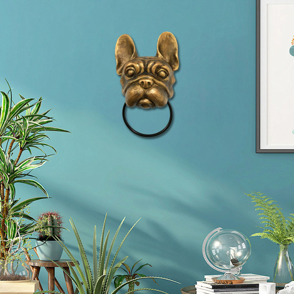 犬の頭壁に取り付けられたハンギングノッカー置物シックな装飾寝室のリビングルームのための動物の壁の彫刻｜stk-shop｜04