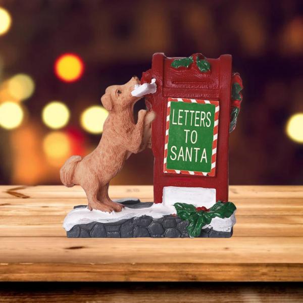 クリスマスの彫像の置物かわいい犬の手紙の彫刻の本棚の写真の小道具