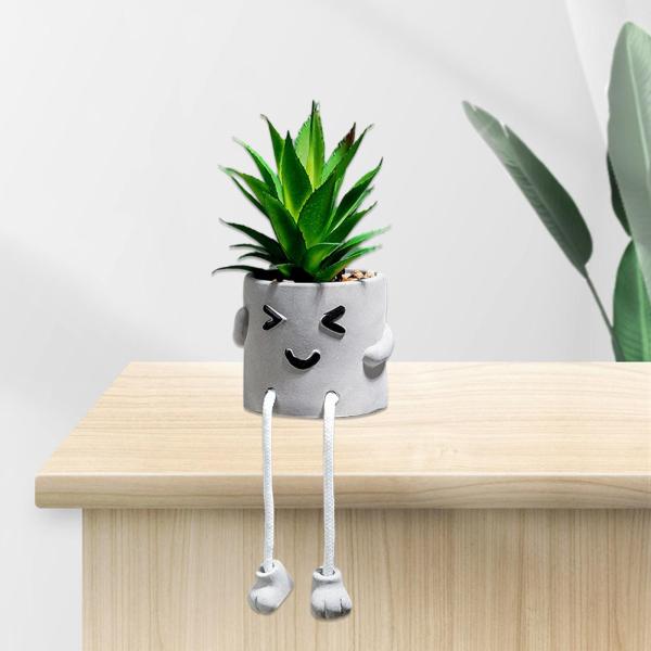 テーブルの家の装飾のための人工鉢植えの偽の盆栽彫刻笑顔