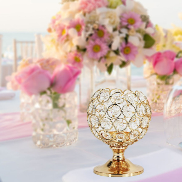 結婚式 テーパーキャンドル キャンドルホルダー ネイビー ゴールド ゴールドクリスタルキャンドルホルダー燭台テーブルセンターピースの